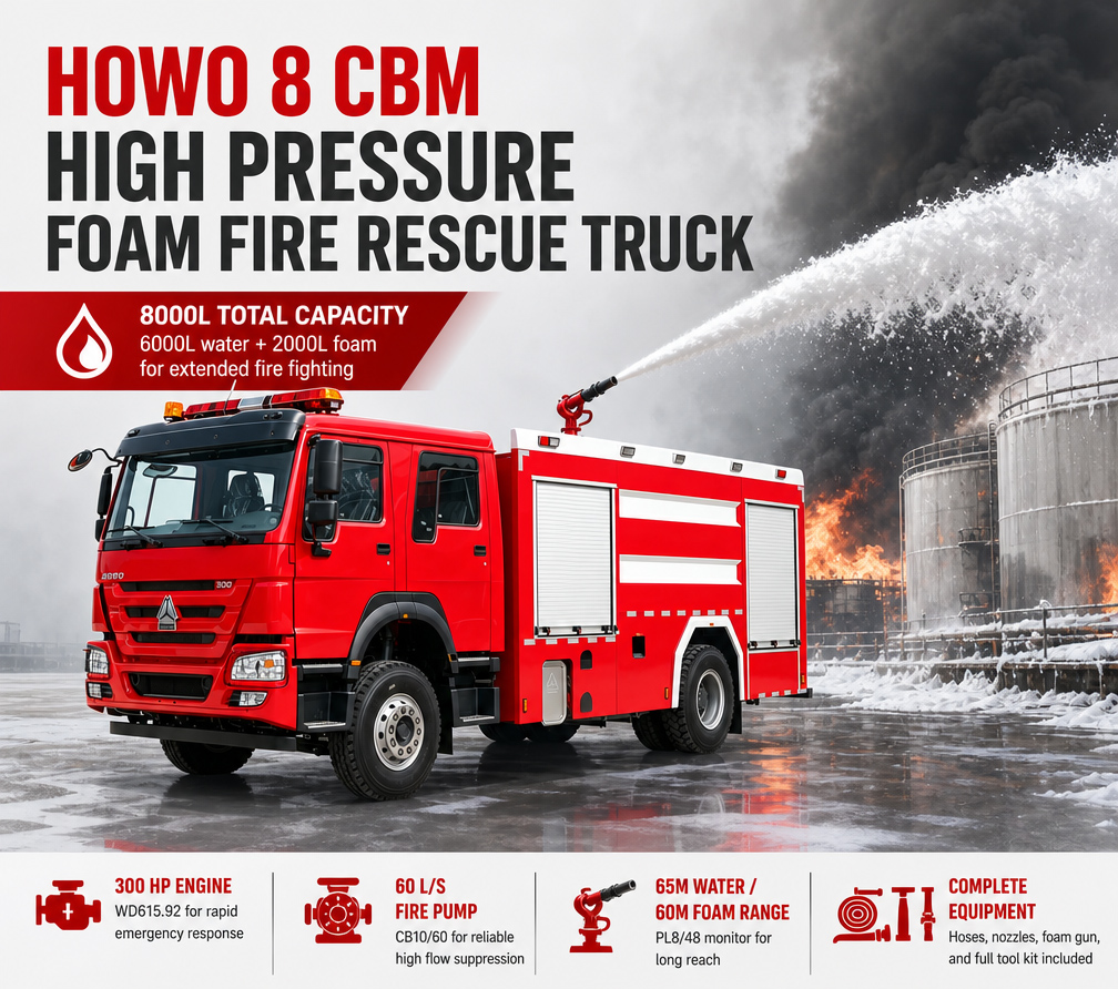 SITRAK HOWO 6000L Water Tank 2000L Foam Tank Wildland Fire Truck Albania