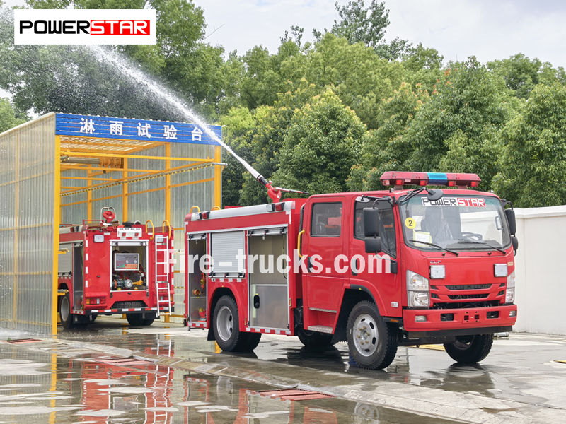 ISUZU foam tanker fire truck testing