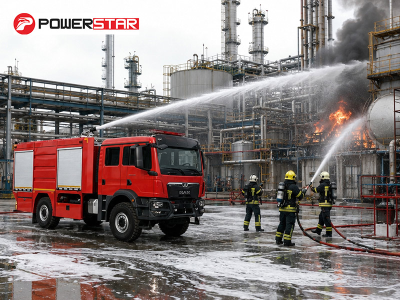 MAN TGM 4x4 Foam Monitor Fire Suppression Truck 5000L Water Foam for Togo Refinery and Petrochemical Fire Rescue